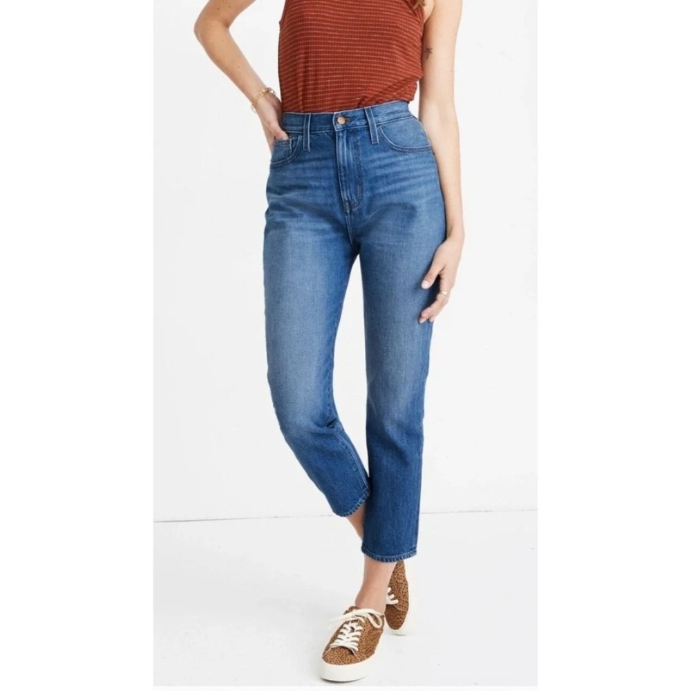 Madewell Momjean High Rise Tapered Leg Jeans Blue Womens 27 Fall Denim